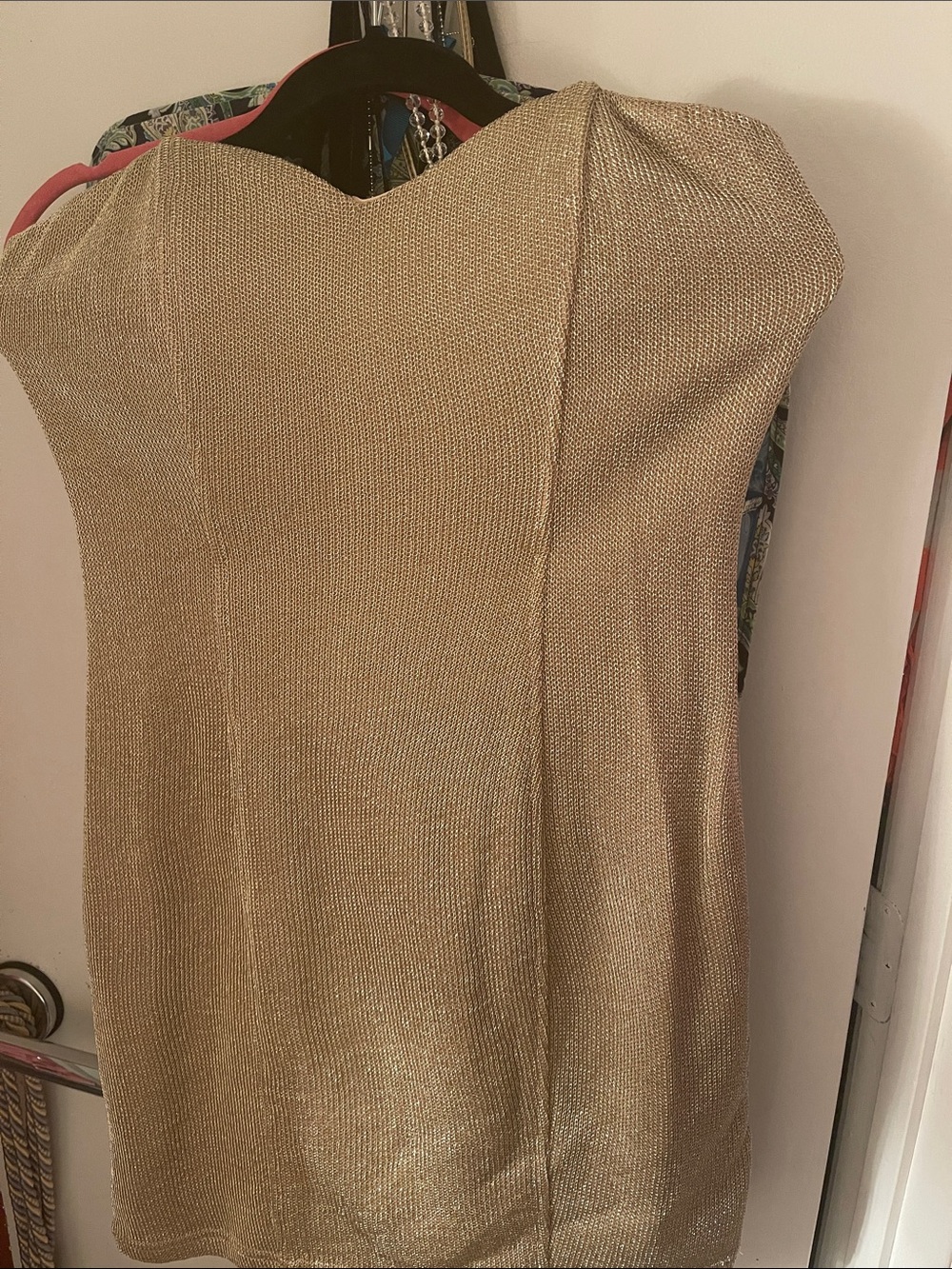 WOW couture Gold Metallic Cap-Sleeve Mini Dress